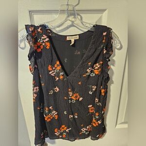 Floral Black Top by Rebecca Taylor Size 4